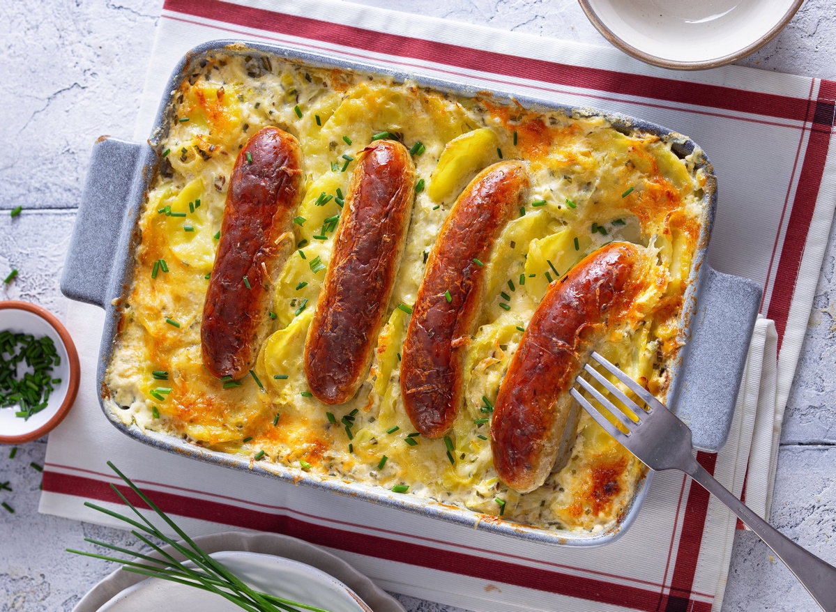 Kartoffelgratin mit Bratwurst