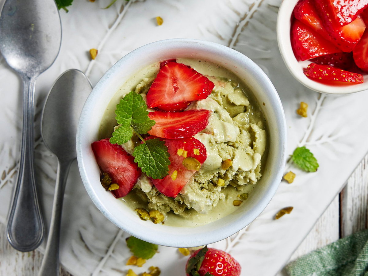 Matcha-Pistazien-Eis