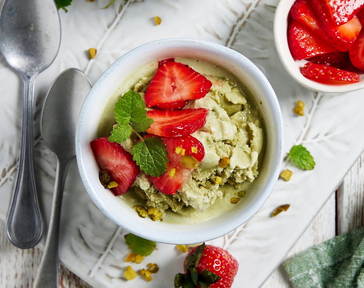 Matcha-Pistazien-Eis