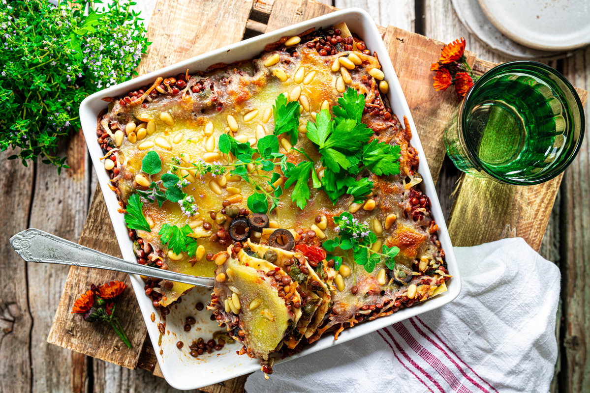 Gemüse-Lasagne alla Puttanesca