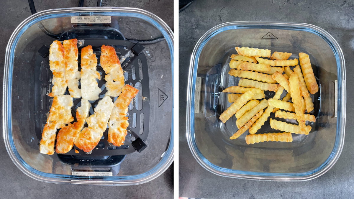 Halloumi und Pommes aus dem Airfryer