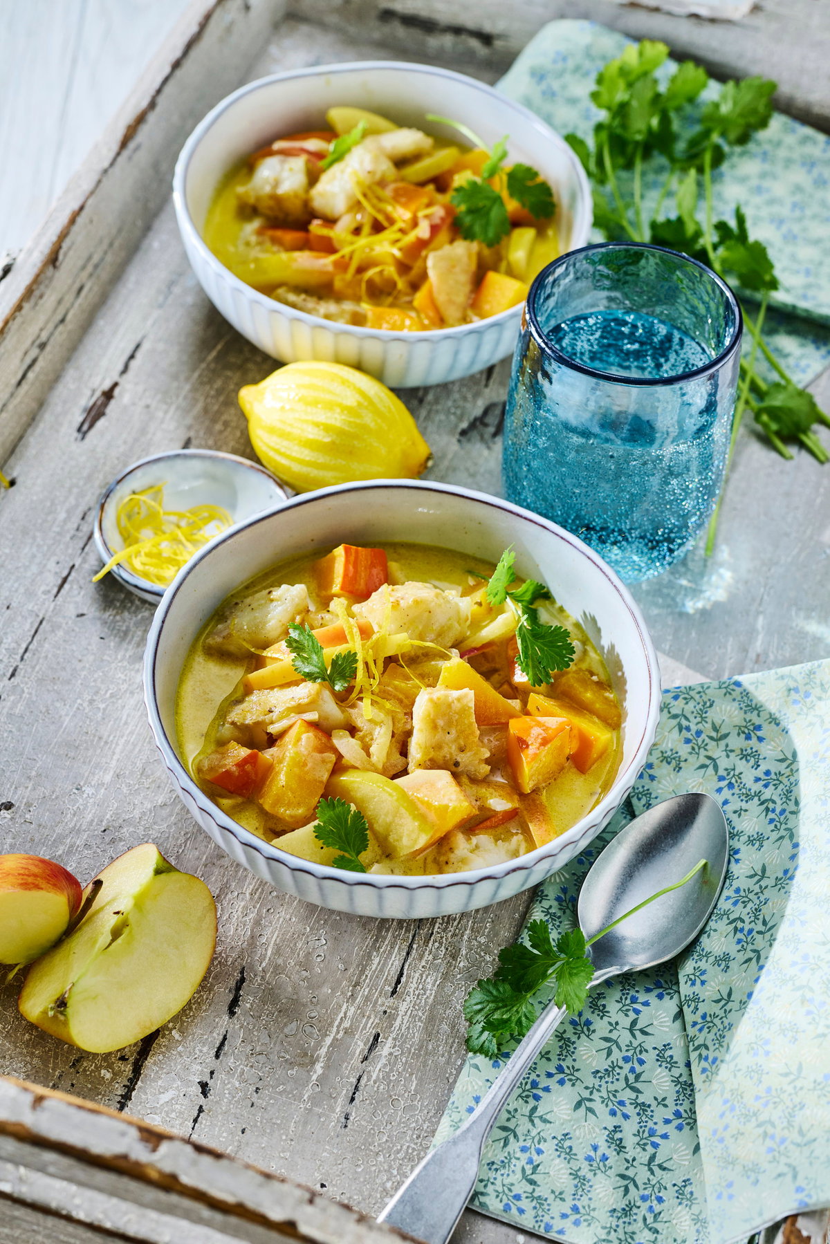 Apfel-Kürbis-Curry mit Fisch