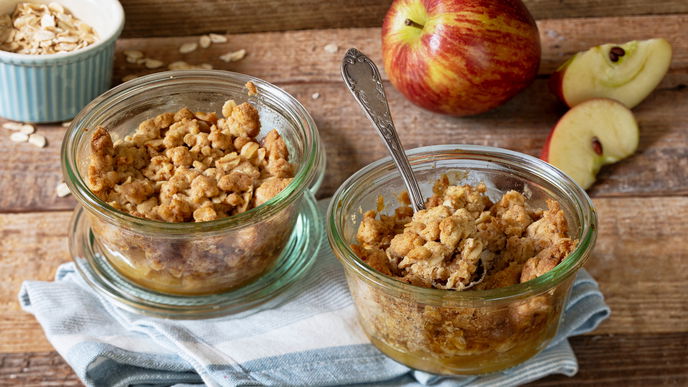 Rezept für Apple Crumble im Glas 