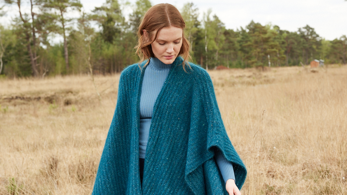 Kaschmir-Mix-Poncho zum Selberstricken - kostenlose Anleitung von Lana Grossa