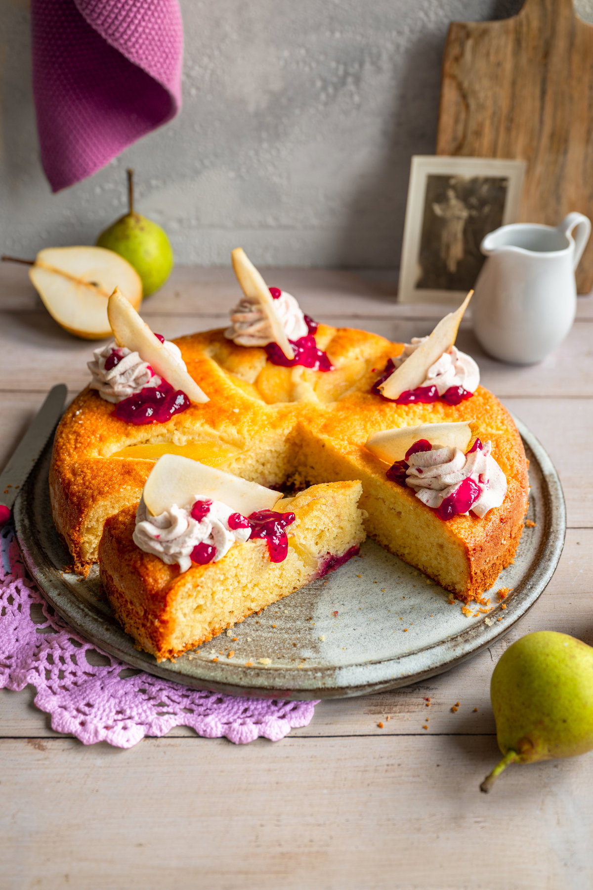Birnen-Preiselbeerkuchen