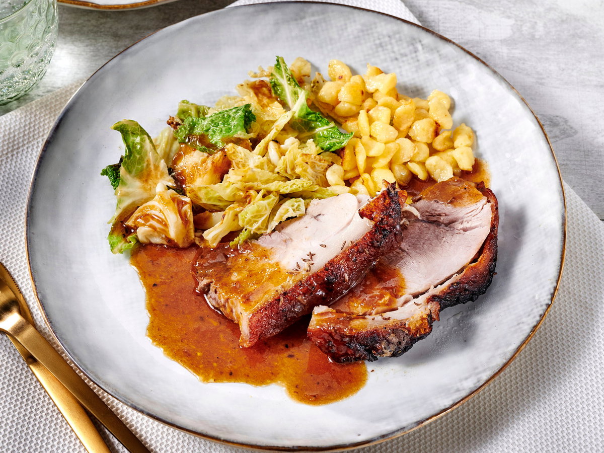 Krustenbraten mit Malzbiersauce