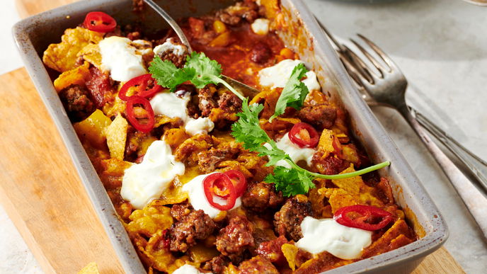 Mexikanischer Hackfleischauflauf mit Tortilla-Kruste