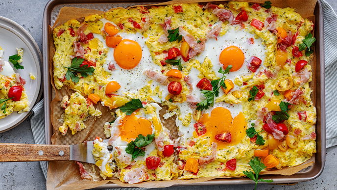 Unser leckerer Rezept-Star vom Blech: Von dem Shakshuka-Kartoffelkuchen kriegen wir nicht genug