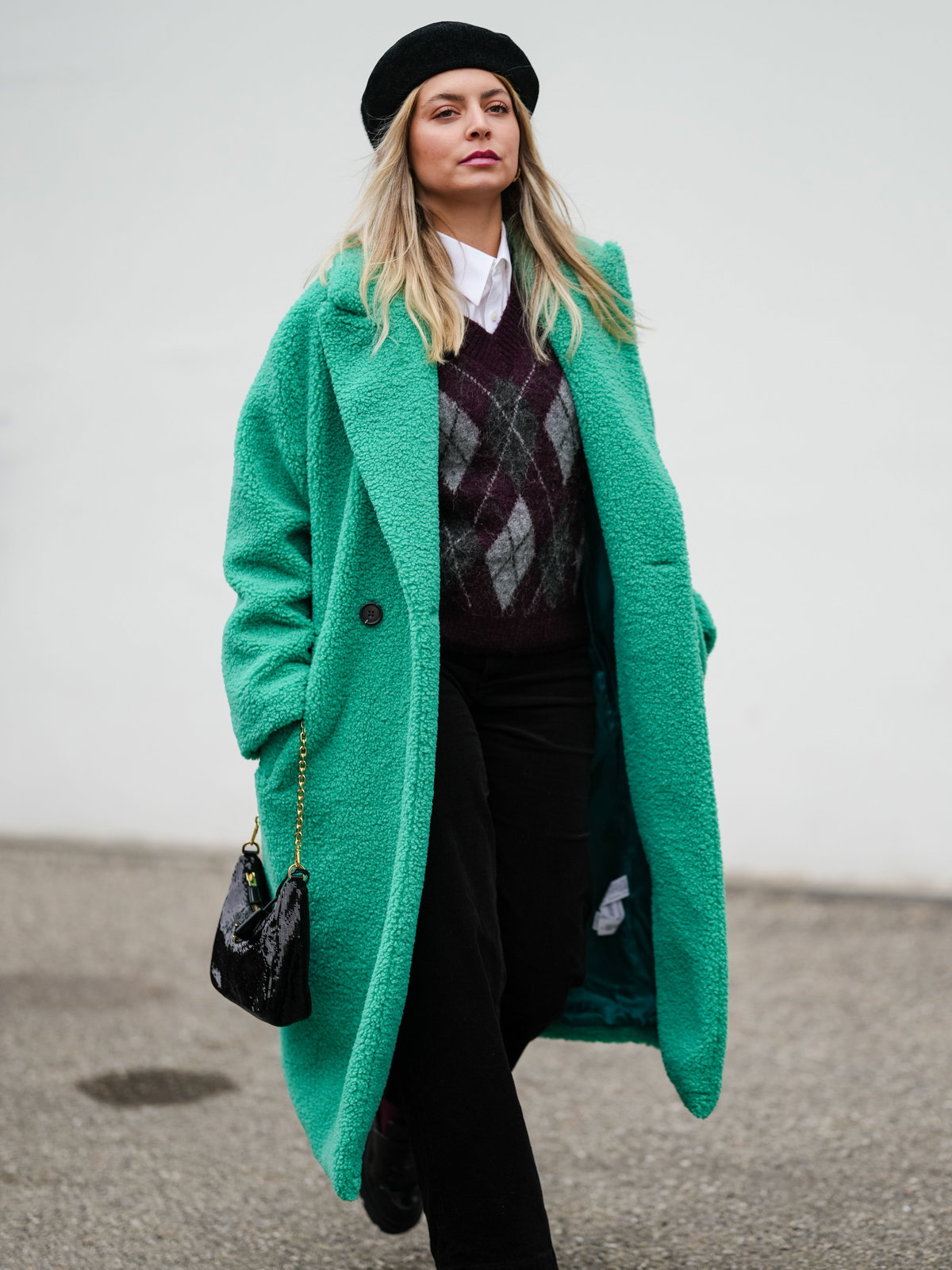 Argyle-Pullover mit Mantel