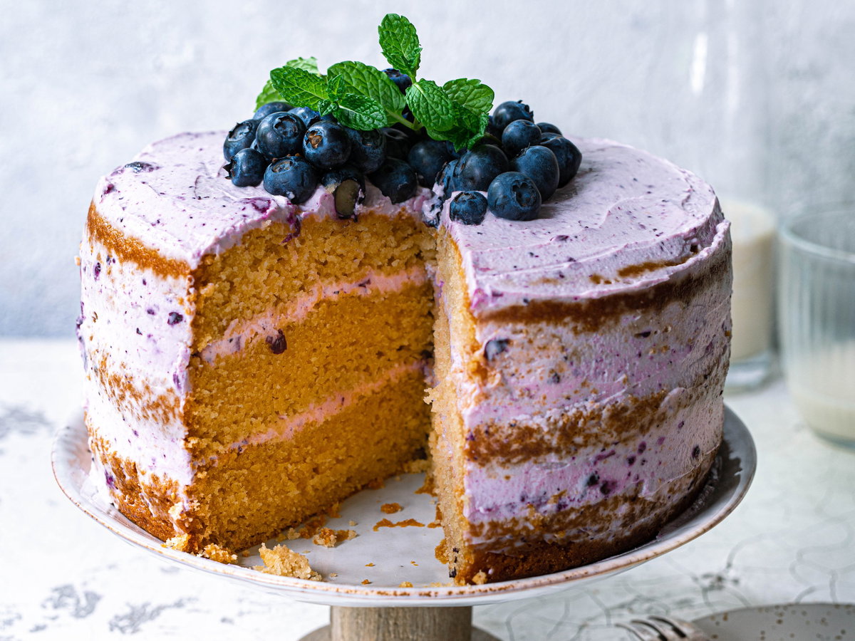 Vegane Blaubeer-Vanilletorte