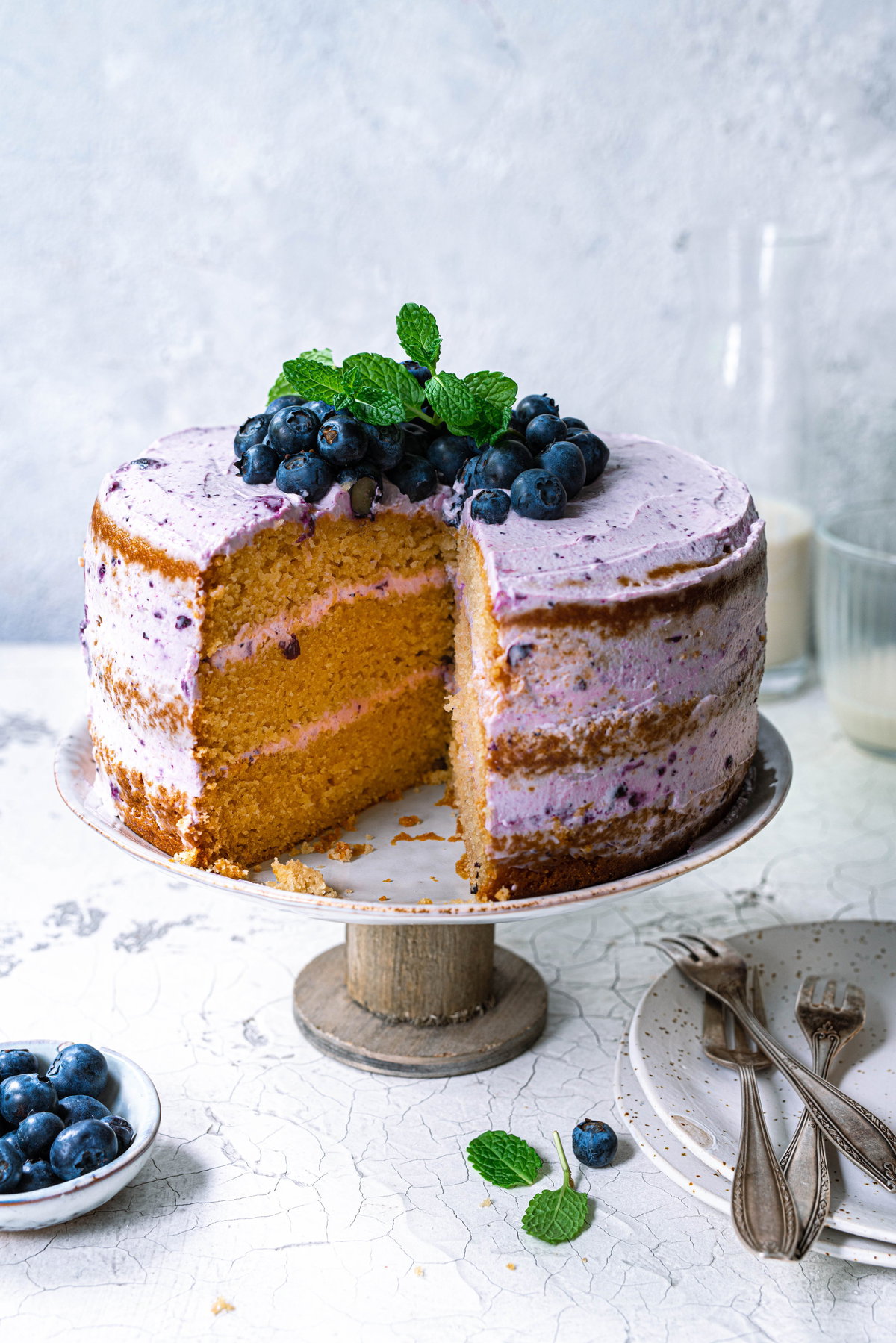 Vegane Blaubeer-Vanilletorte