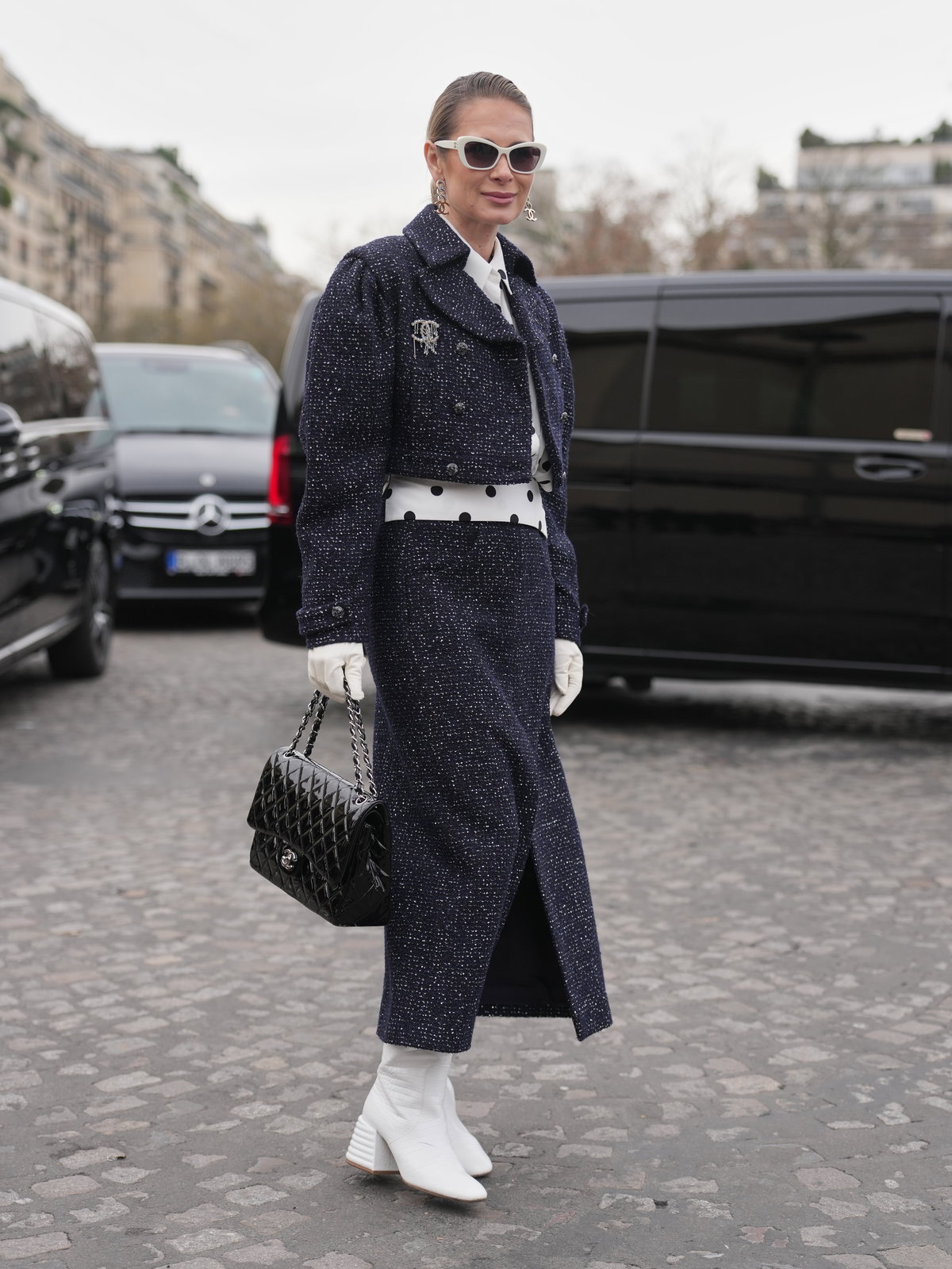 Bouclé-Outfit Streetstyle