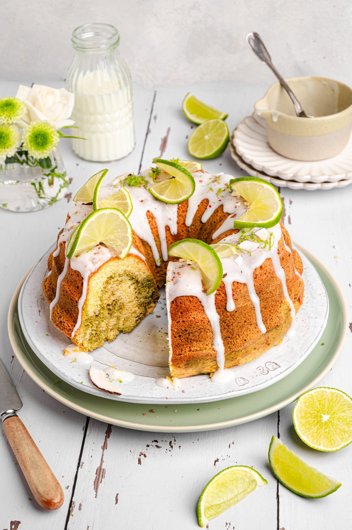 Matcha-Limetten-Marmorkuchen