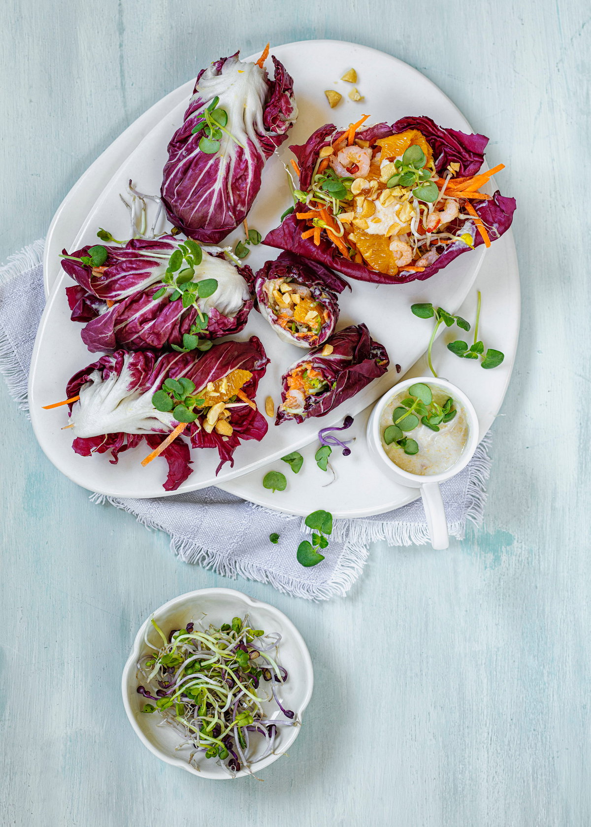 Salat-Wraps mit Garnelen