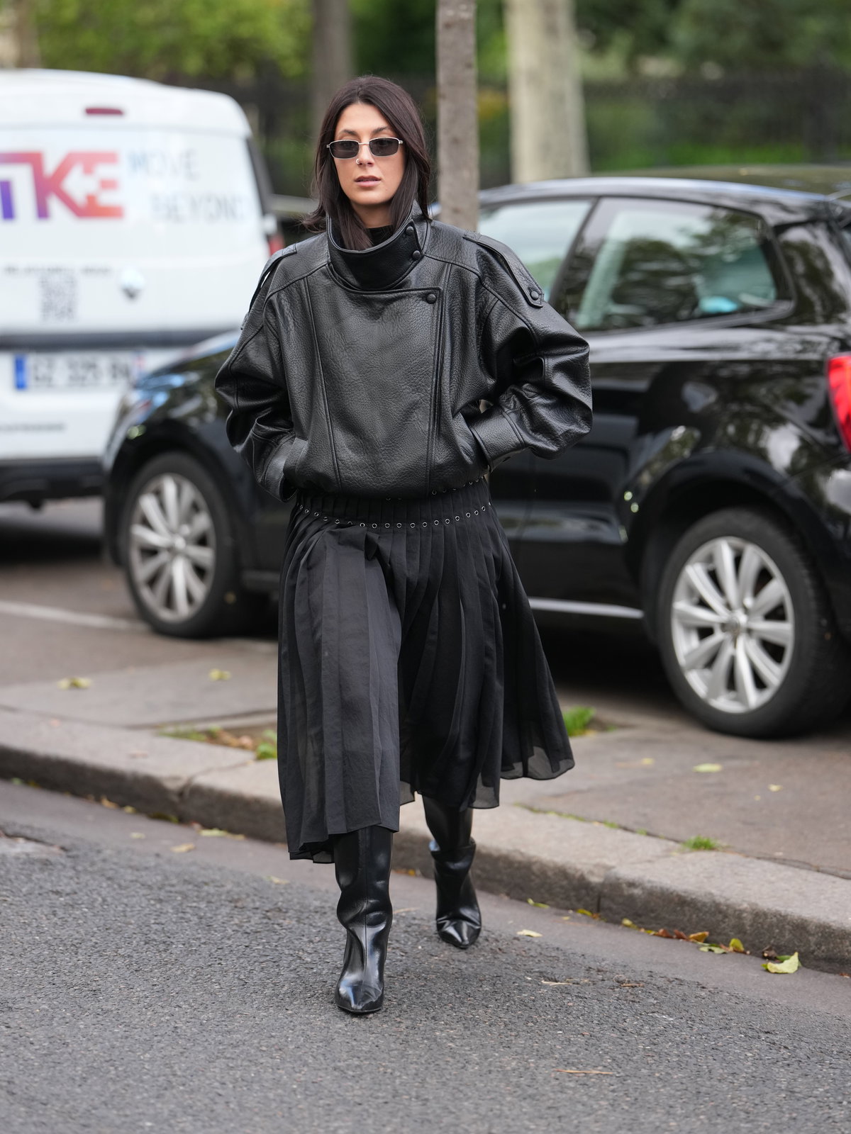 Lederjacke mit Funnelkragen