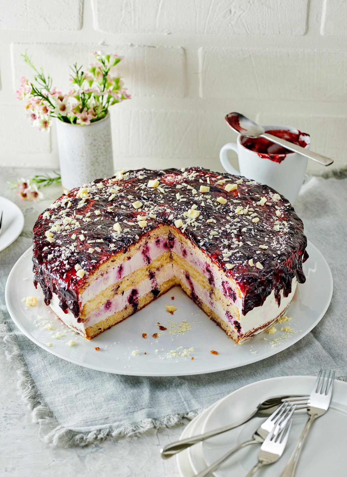 Frischkäsetorte mit Blaubeeren