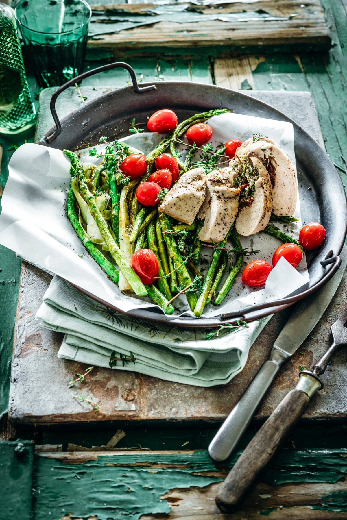 Gegrillter Spargel mit Hähnchenbrust