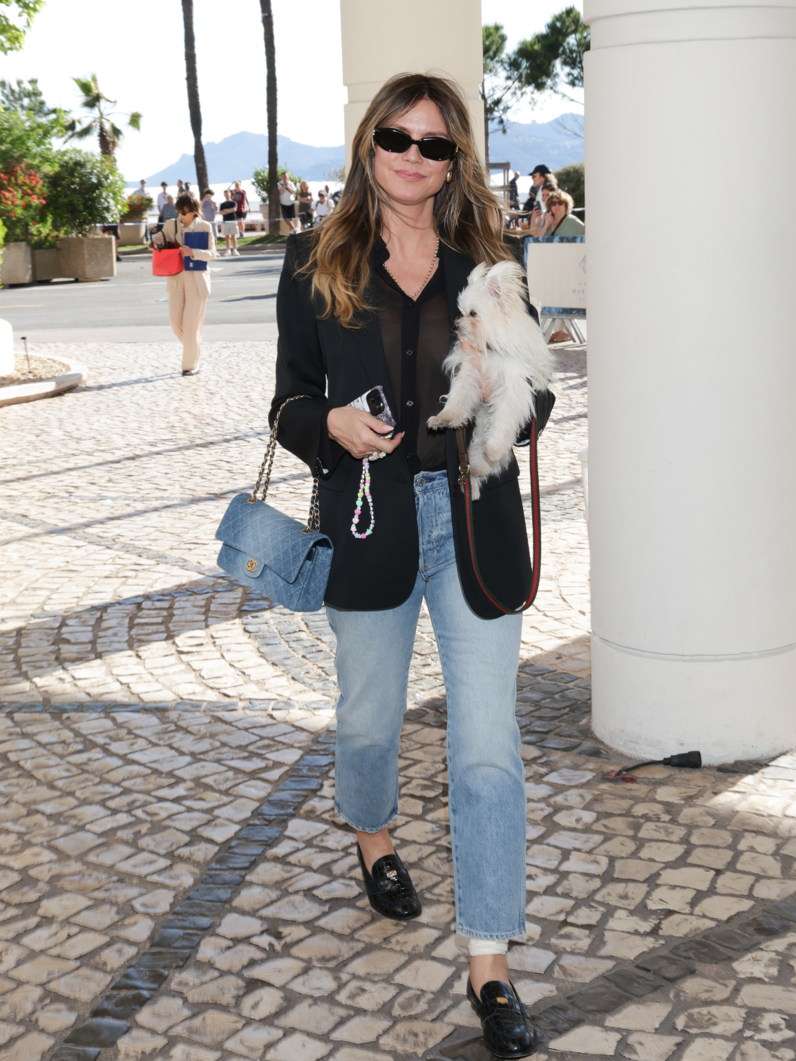 Heidi Klum mit ihrem Hund Fritz in Cannes