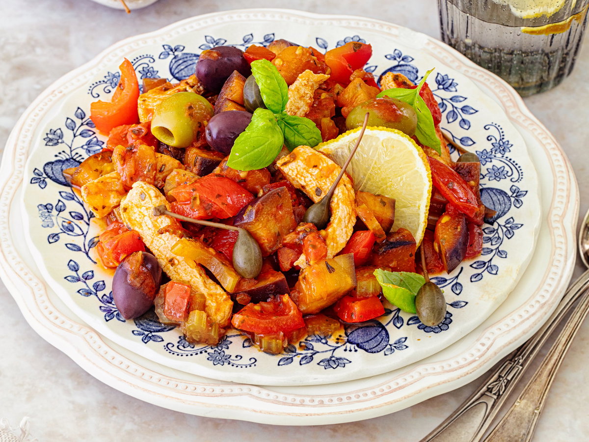 Caponata mit Putenfilet