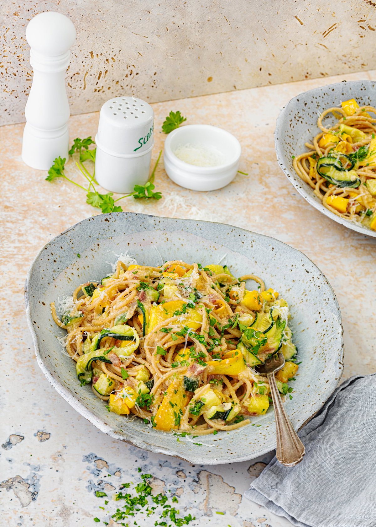 Spaghetti mit Zucchini-Carbonara