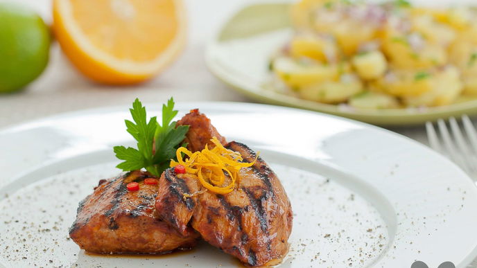 Orange-Chili marinierte Schweinefilets