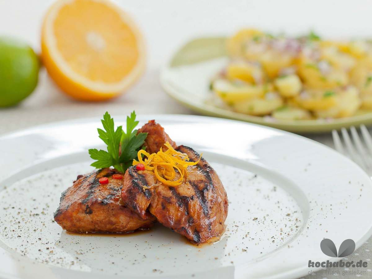 Orange-Chili marinierte Schweinefilets