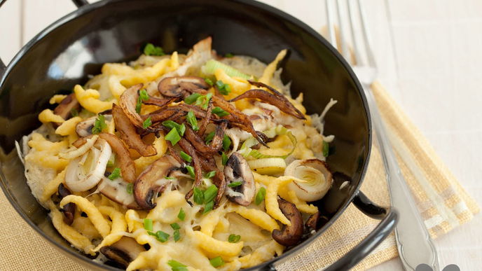 Käsespätzle mit Pilzen