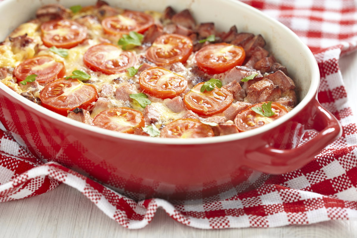 Tomatenauflauf mit Hackfleisch oder Aubergine