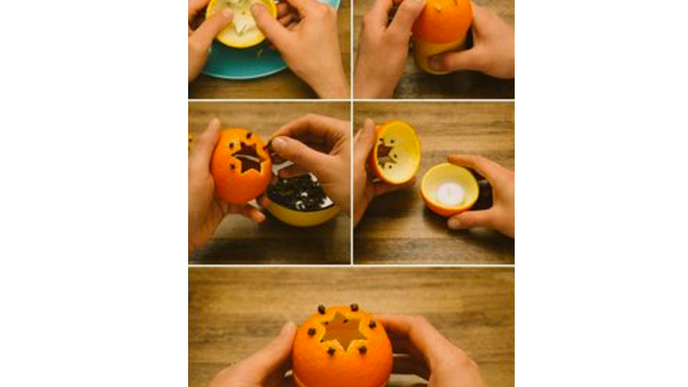 Bastelanleitung für Orangen-Teelichter 