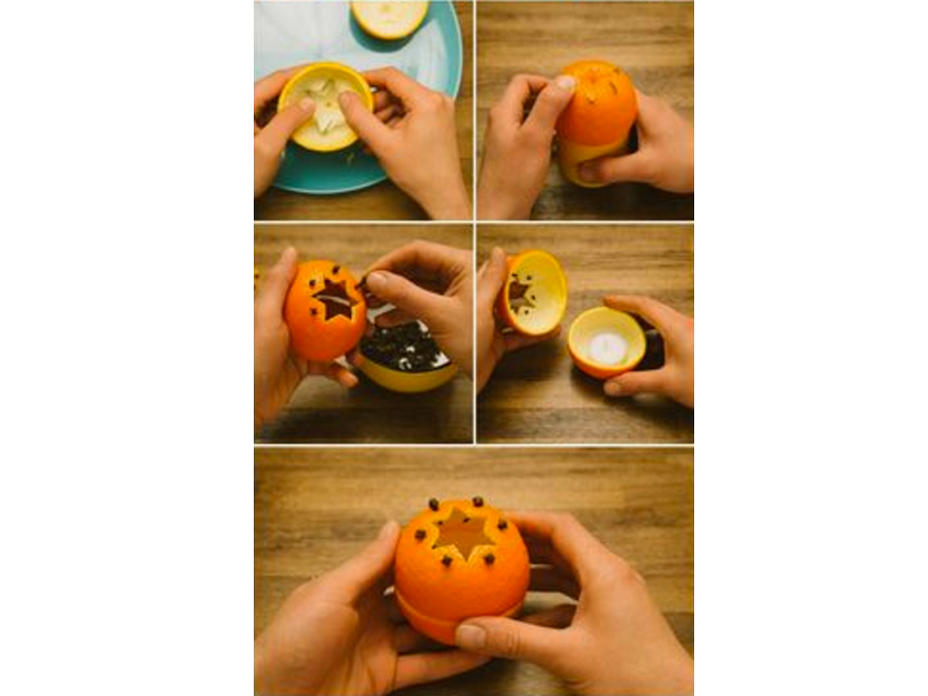 Orangen-Schalen-Teelicht selber machen mit der Anleitung von Pinterest
