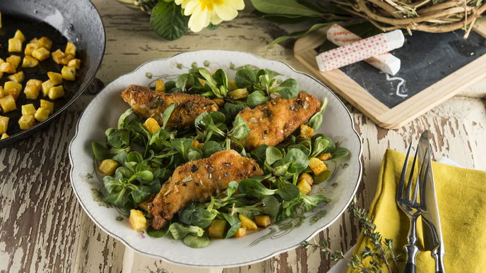 Rezept Backhendlsalat mit Feldsalat