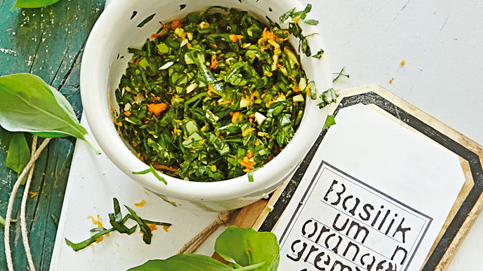 Basilikum-Orangen-Gremolata