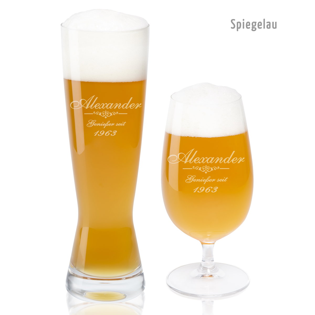 Mit Namen graviertes Bierglas