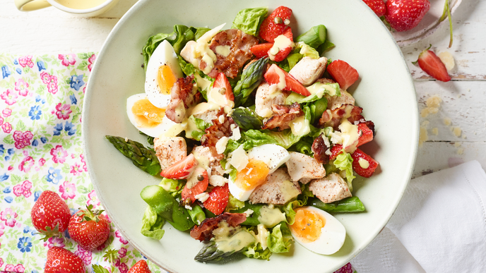 Thermomix-Rezept für Caesar Salad mit Pfeffer-Erdbeeren