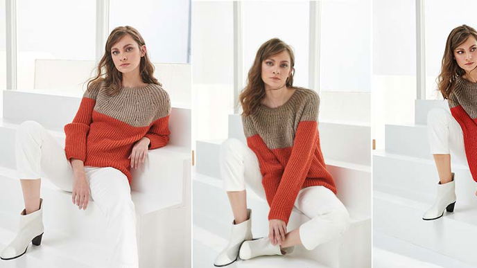Schicker Color-Block Pullover aus Kaschmir für den Herbst und Winter