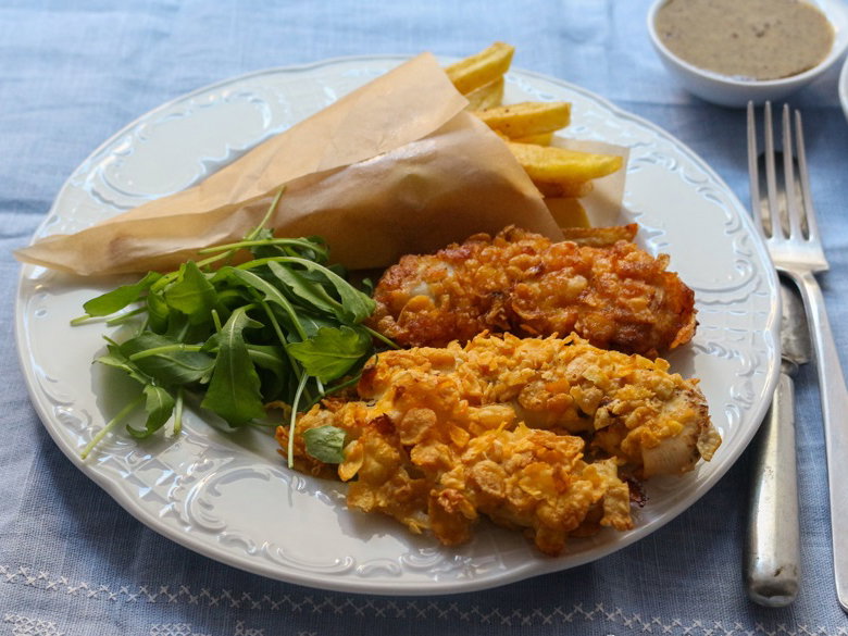 Crispy Stripes - leckere Hähnchenbrust in leckerer Cornflakes-Pannade