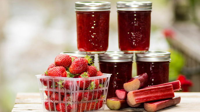Rezept für Erdbeer-Rhabarber-Marmelade 