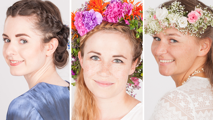 Die schönsten Flechtfrisuren mit Blumenkranz