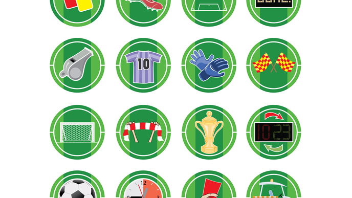 Fußball-Etiketten zum Downloaden