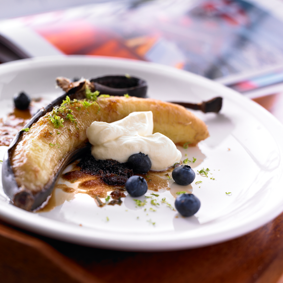 Dessert aus gegrillter Banane