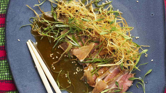 Gegrillte Entenbrust mit Yuzu-Dressing