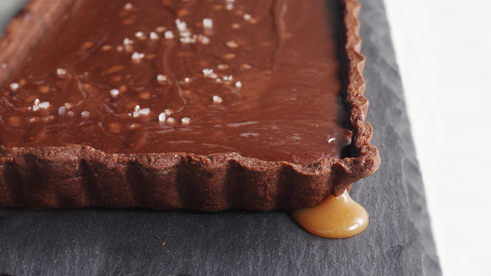 Gesalzene Schokoladen-Karamell-Tarte