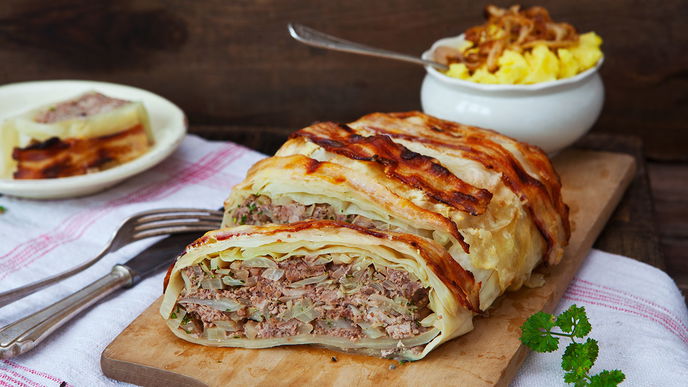 Hackbraten mit Weißkohl