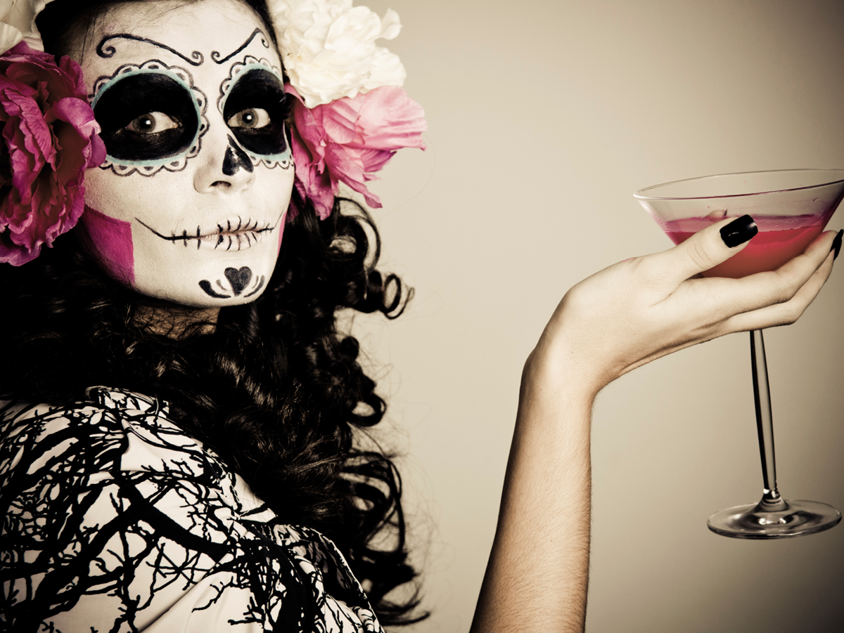 Frau mit Halloween Schminke