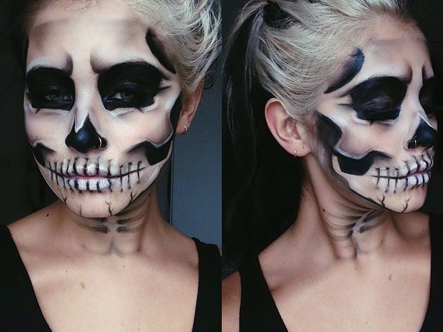 Skelett-Make-up für Halloween