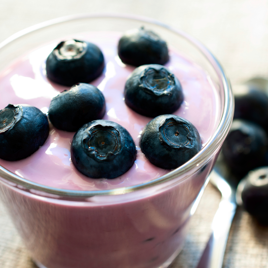 Joghurt mit frischen Blaubeeren ist ganz leicht selbstzumachen