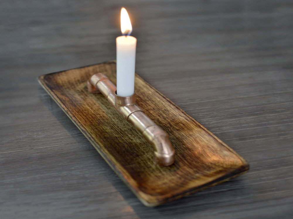 Schicker Kerzenständer aus Kupferrohren selber bauen