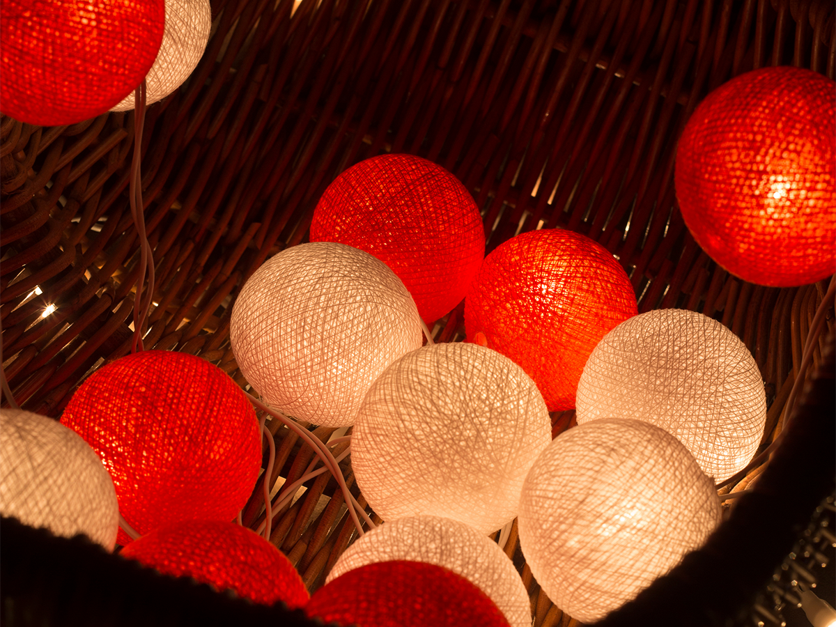 Lichterkette: Christmas Cotton Ball Lights