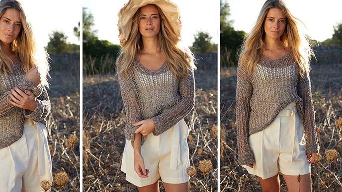 Luftiger Lochmusterpullover für warme Tage