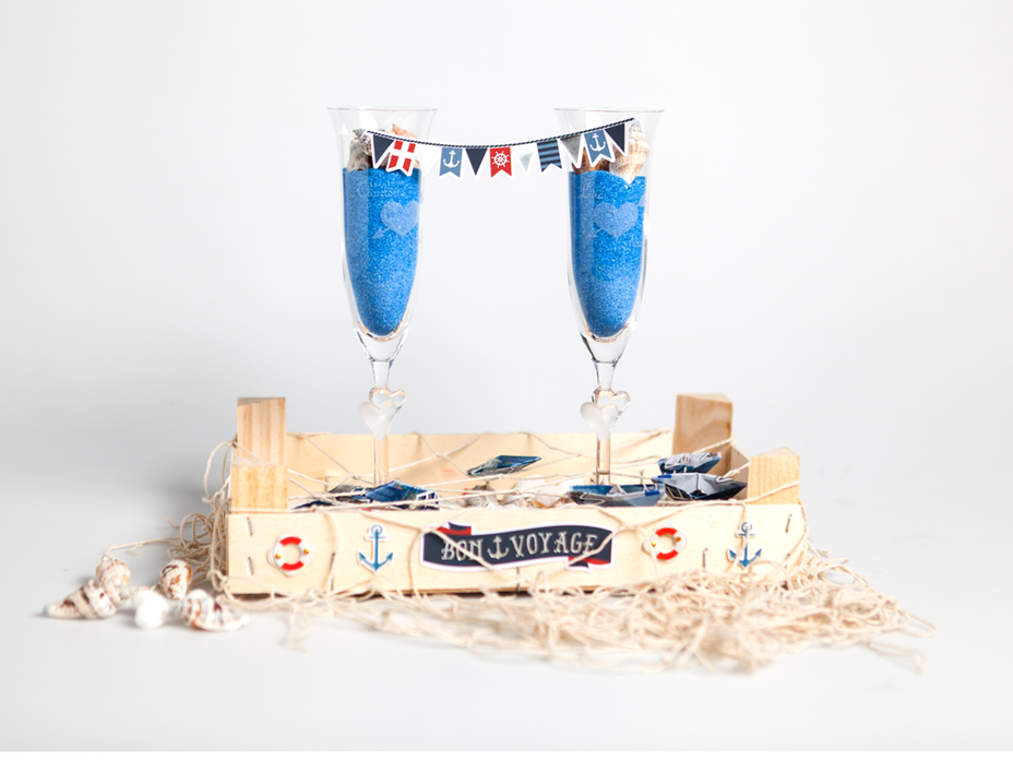 Maritime Geschenkbox mit Sektgläsern